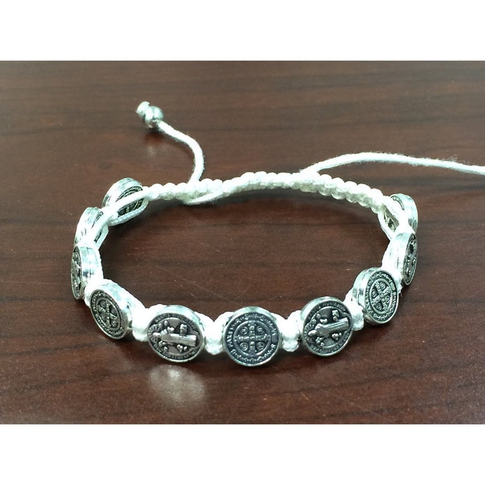 White Slip Knot St. Benedict Bracelet