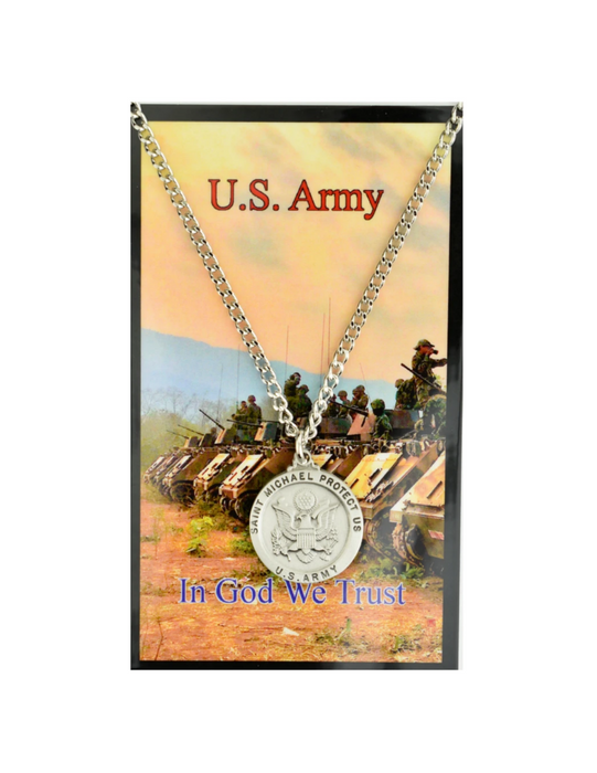 St. michael medal necklace made from pewter with a 24" silver-tone chain perfect gift to your army brother father family or friends on any occasion