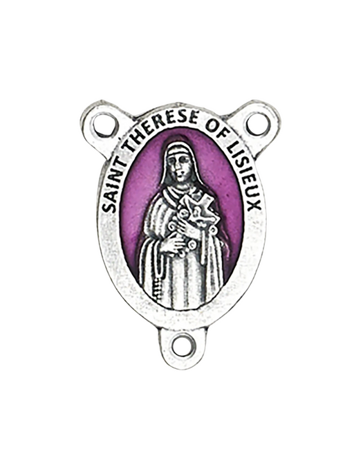 St. Therese Enameled Silver Tone Rosary Center - 25 Pieces Per Package Rosary Center Rosary Accessory