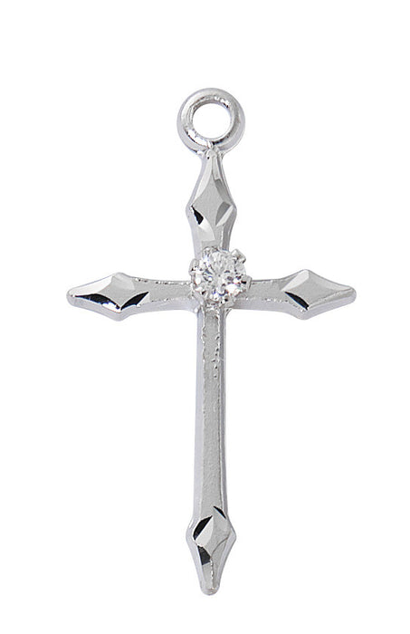 Sterling Silver Cross with Small Stone