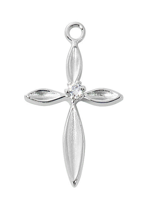 Dainty Sterling Silver Cross with Zircon Stone Pendant