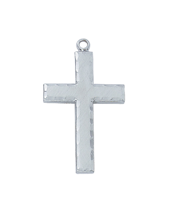 Sterling Silver Engraved Cross w/ 24" Rhodium Plated Chain Cross Necklace Cross for Protection Necklace for Protection Cross Necklaces