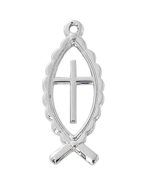 Sterling Silver Fish with Cross Pendant