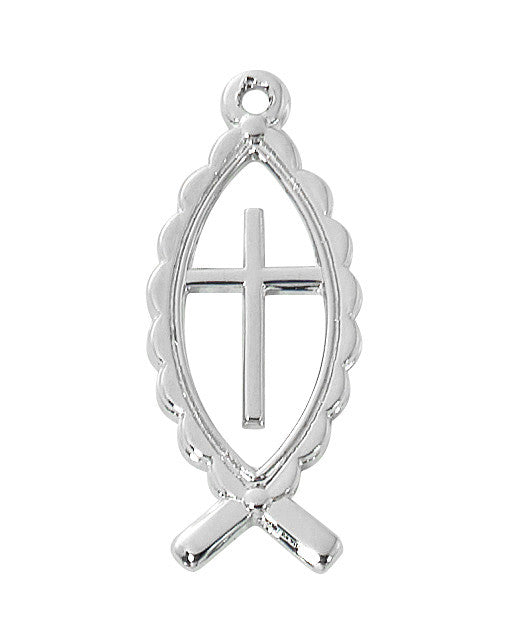 Sterling Silver Fish with Cross Pendant