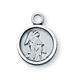 Sterling Silver Guardian Angel Medal w/ 16" Rhodium Plated Chain Catholic Gifts Catholic Presents Gifts for all occasion