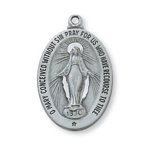 Sterling Silver Miraculous Medal w/ 18" Silver Tone Chain Catholic Gifts Catholic Presents Gifts for all occasion