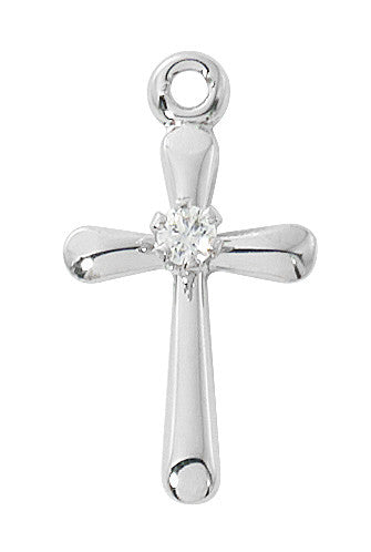 Sterling Silver Small Cross with Zircon Stone