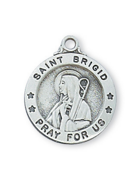 Sterling Silver St. Brigid Medal w/ 18" Rhodium Chain Sterling Silver St. Brigid Medal Sterling Silver St. Brigid necklace