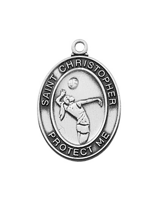 Sterling Silver St. Christopher Medal w/ 18" Rhodium Plated Chain First Communion Keepsake First Communion Symbols First Communion Souvenir