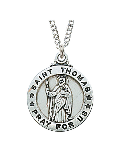 Engravable Sterling Silver St. Thomas Apostle Medal w/ 20" Chain Engravable Sterling Silver St. Thomas Apostle Medal Engravable Sterling Silver St. Thomas Apostle necklace