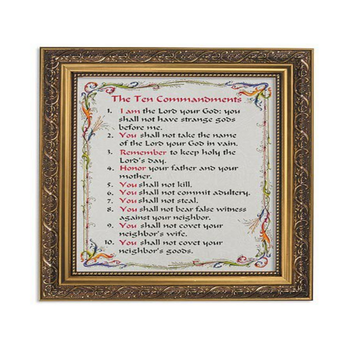 Ten Commandments Framed Print in Ornate Wood Tone Finish Frame Ten Commandments Framed Print 