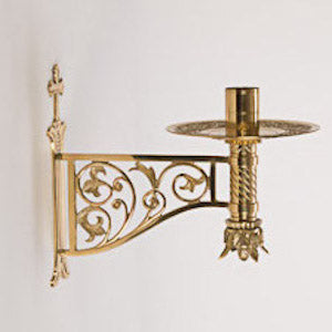 Traditional Brass Wall Mounted Consecration Candlestick Wall hung consecration candlestick.