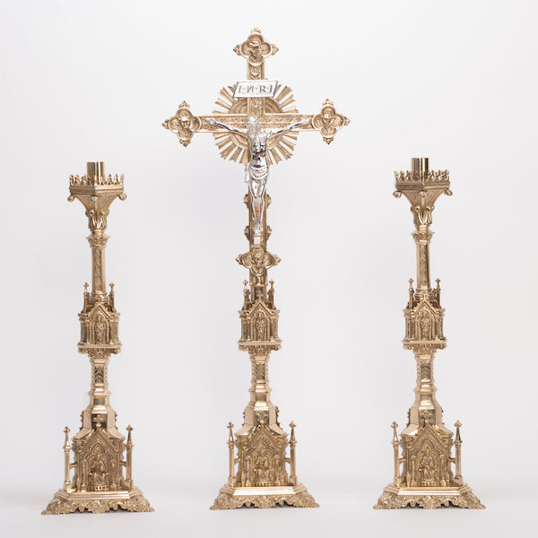 Traditional French Gothic Style Altar Crucifix Gothic style Altar Cross (33 1/2")