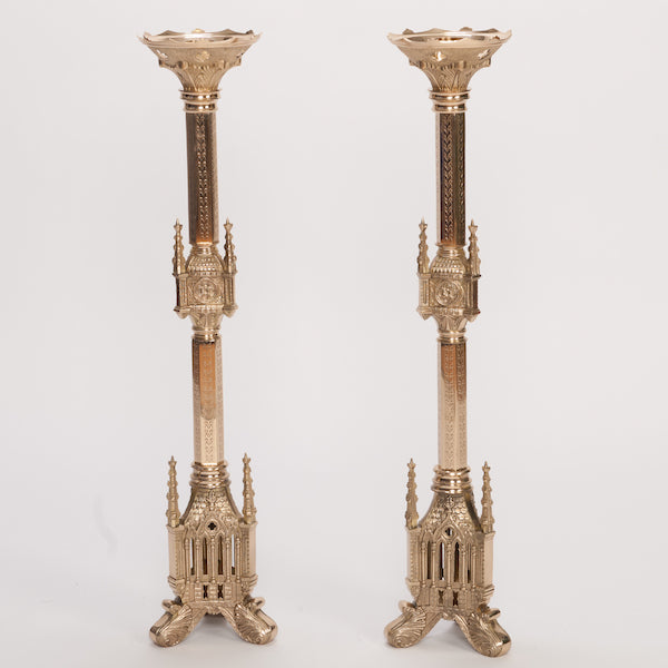 Traditional Gothic Style Crucifix and Candlesticks Altar Set