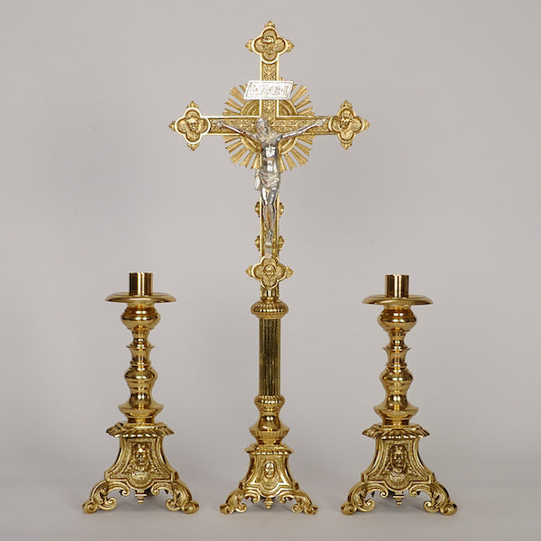 Traditional Holy Family Brass Altar Candlestick