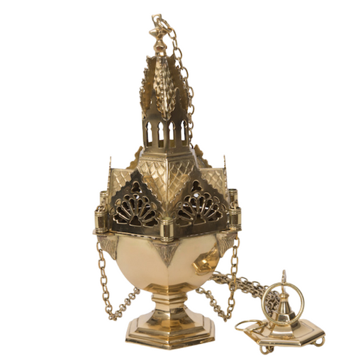 Traditional Polished Cast Brass Censer Traditional Censer, Thurible with removable charcoal burn cup.