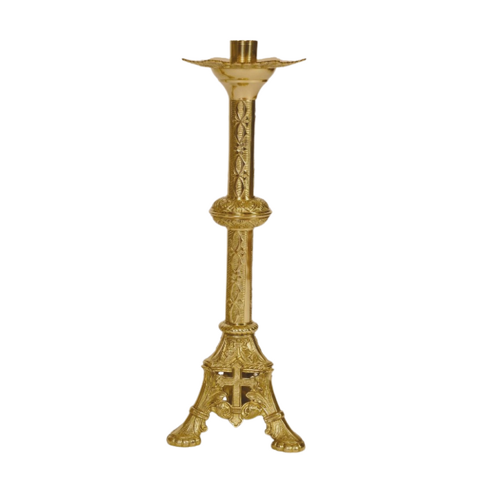 Traditional Solid Brass Church Altar Crucifix and Candlesticks Altar Set