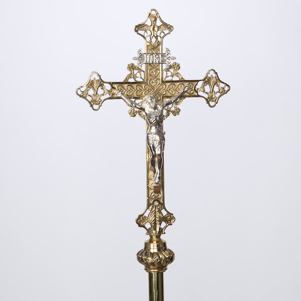 Traditional Solid Brass Processional Crucifix