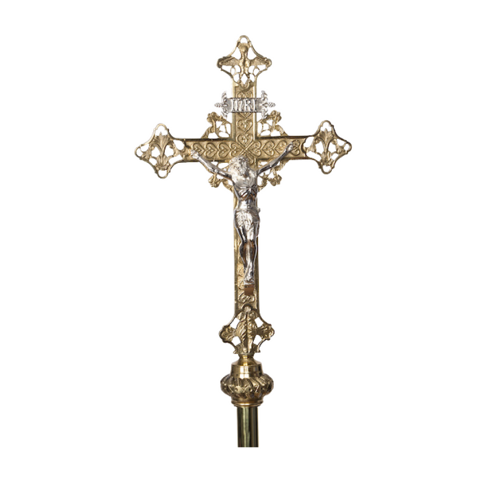 Traditional Solid Brass Processional Crucifix