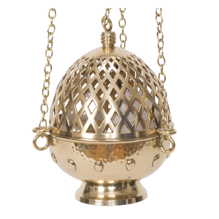 Triple Chain Polished Brass Cathedral Censer Our World Famous Triple Chain Cathedral Censer / Thurible with Removable charcoal burn cup.