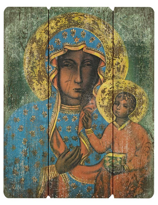 Our Lady of Czestochowa Our Lady of Czestochowa art Our Lady of Czestochowa image Our Lady of Czestochowa catholic image Our Lady of Czestochowa wood pallet