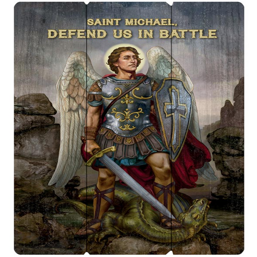 27" H Saint Michael The Warrior Large Pallet Sign