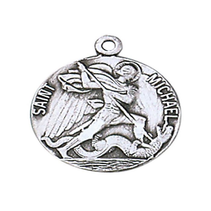 .75" Sterling Silver St. Michael Archangel Medal with 18" L Chain  Sterling Silver St. Michael Archangel St. Michael MedalMilitary Protection St. Michael Armed Forces Protection Armed Forces Guidance