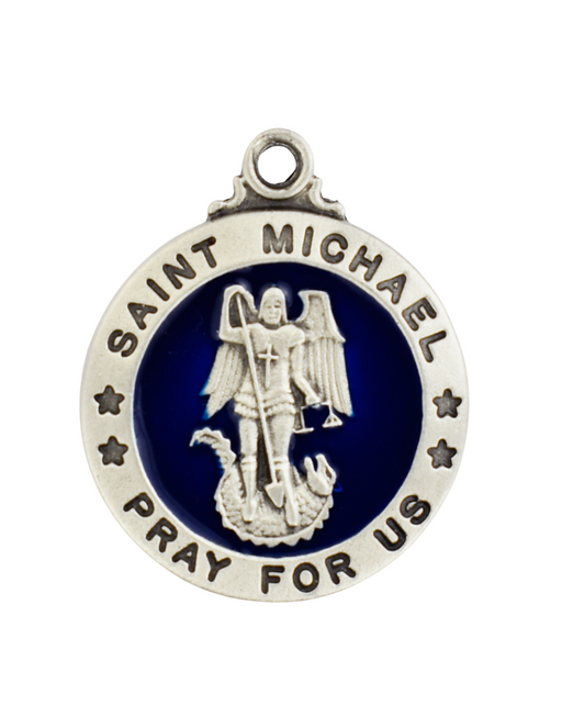 Pewter St. Michael Medal with 20" Silver Tone Chain St. Michael Medal  St. Michael Medal Necklace