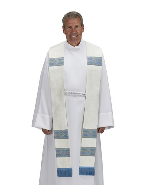 Blue Trinity Overlay Stole - Avignon Collection Holy Trinity Father, Son and the Holy Spirit Holy Trinity Catholic items Holy Trinity keepsake