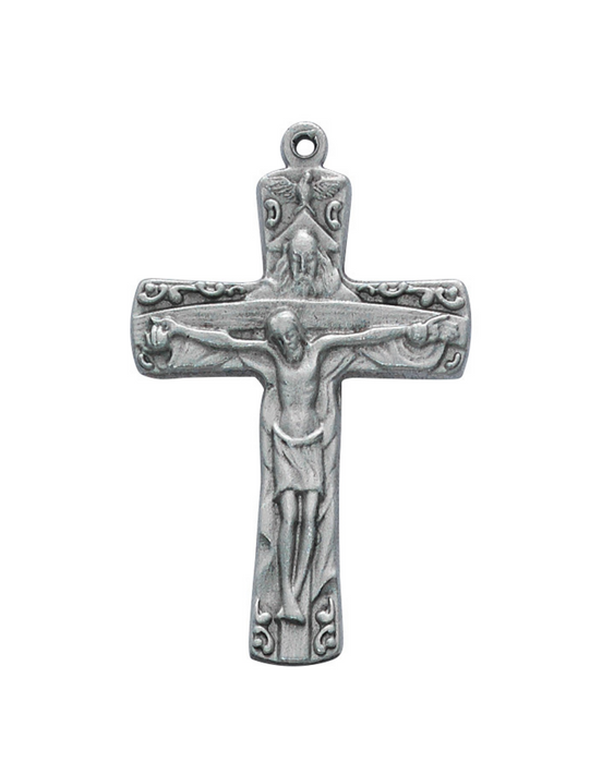 Trinity Crucifix with 24" Nickel Chain Holy Trinity Father, Son and the Holy Spirit Holy Trinity Catholic items Holy Trinity keepsake