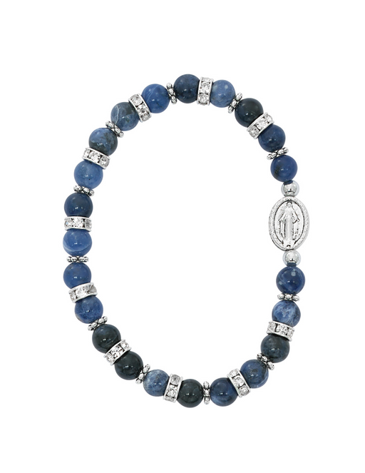 Blue Lapis Miraculous Medal Bracelet Miraculous Medal Bracelet Blue Miraculous Medal Bracelet