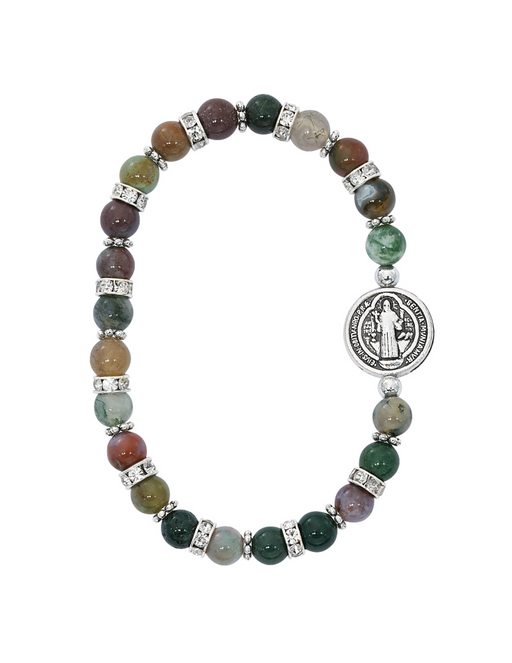 St. Benedict India Agate Stretch Bracelet St. Benedict India Agate Bracelet St. Benedict  Stretch Bracelet St. Benedict Bracelet