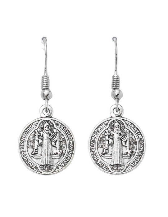 Silver St. Benedict Earrings Silver Oxidized St. Benedict Earrings St. Benedict Earrings Silver St. Benedict Earrings