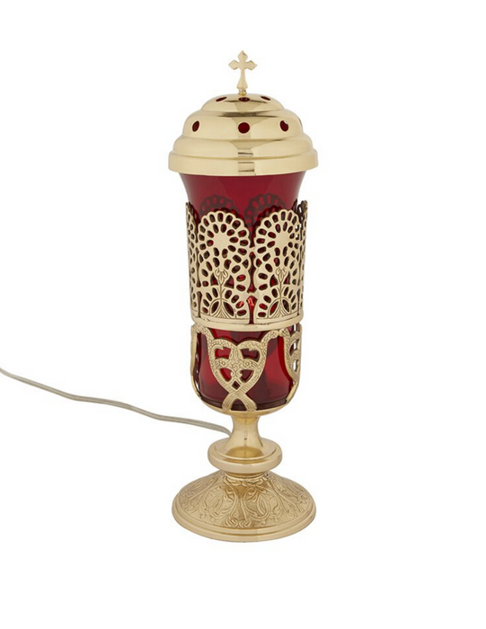 Ornate Standing Electric Sanctuary Lamp with Ruby Globe Sanctuary Lamp Ornate Altar Sanctuary Lamp Sanctuary Lamp with globe Traditional Sanctuary Lamp