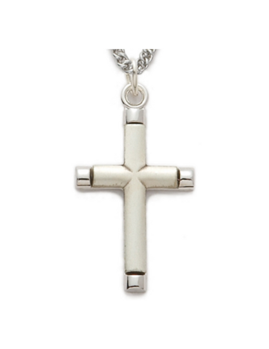 Polished Tips Sterling Silver Cross with 24" L Chain Cross Necklace Cross for Protection Necklace for Protection Cross Necklaces