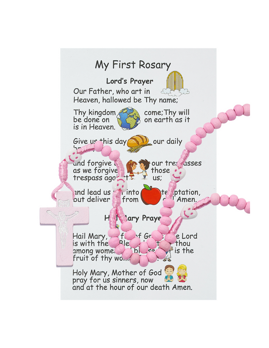 Pink Wooden Kiddie Rosary Rosary Gifts for Catholic Gifts Catholic Presents Rosary Gifts Gifts for Catholic Children