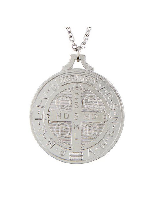 St Benedict Medal with 24" L Stainless Steel Chain - 6 Pieces Per Package Holy Medals Holy Medal Necklace Medals for Protection Necklace for Protection