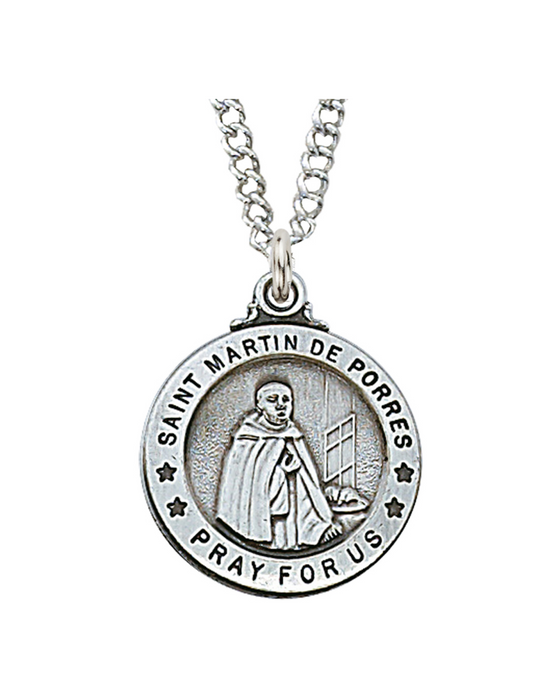 Engravable Sterling Silver St. Martin De Porres Medal w/ 20" Rhodium Chain Engravable Sterling Silver St. Martin De Porres Medal Engravable Sterling Silver St. Martin De Porres necklace