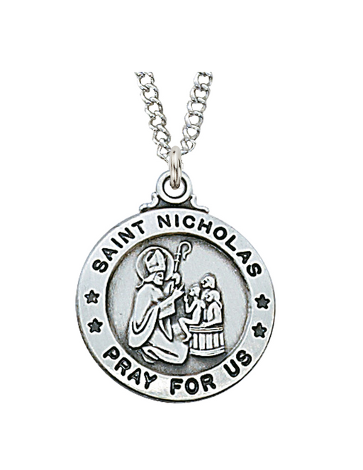 Engravable Sterling Silver St. Nicholas Medal w/ 20" Rhodium Chain Engravable Sterling Silver St. Nicholas Medal Engravable Sterling Silver St. Nicholas necklace