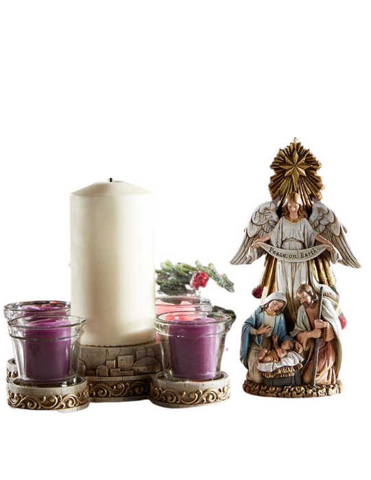 10" Peace on Earth Nativity Advent Candleholder