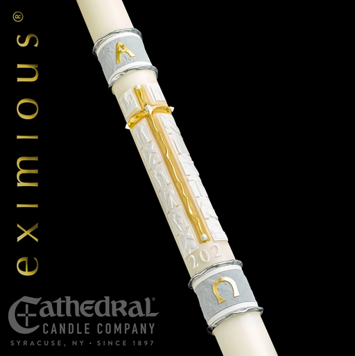 Way of The Cross Paschal Candle - Cathedral Candle - Beeswax - 17 Sizes Paschal Candles Easter Candles