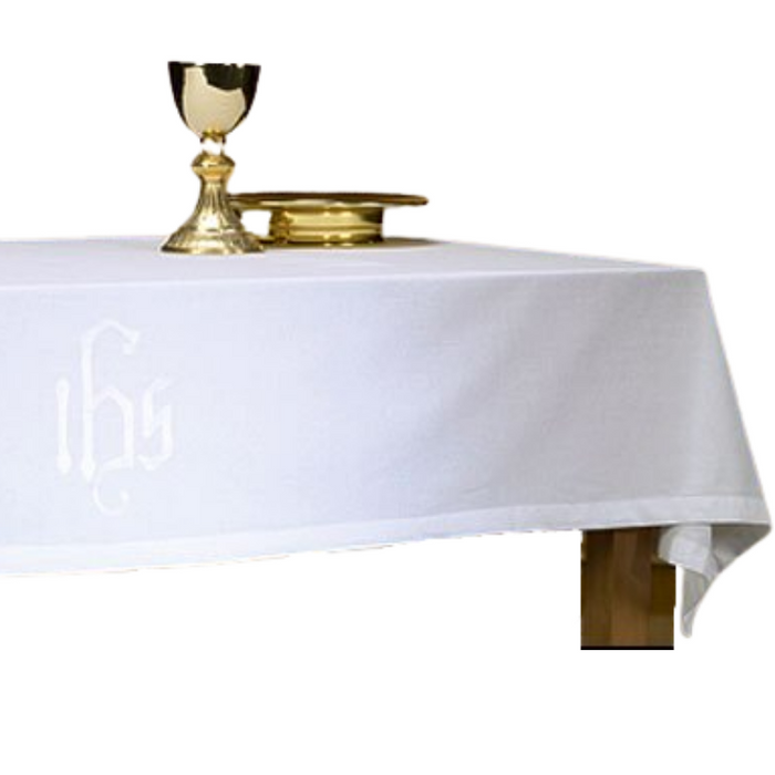 White Altar Frontal with IHS Embroidered Design