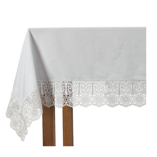 White Cross Lace Trim Cotton Altar Frontal