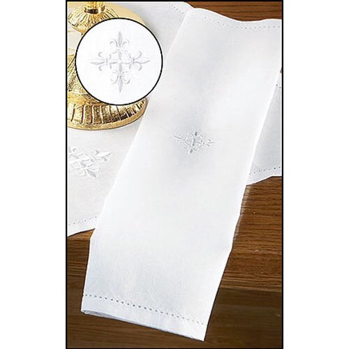 White Fleur de Lis Cross Lavabo Towel - 3 Pieces Per Package