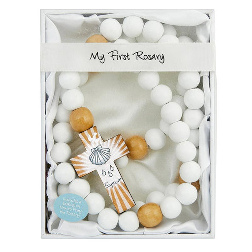 White Wood Baby Rosary