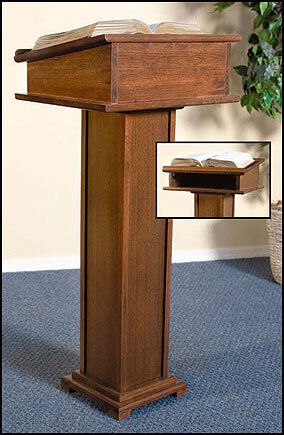 Wood Lectern with Shelf - Walnut Stain