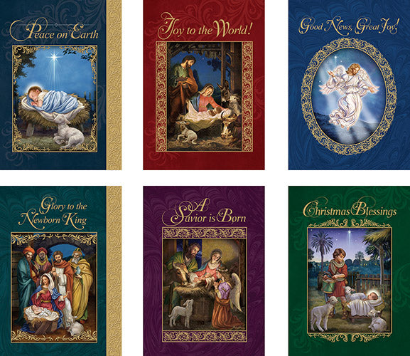 6 Assorted Christmas Cards With Envelope - God's Gift Of Love - 24 Cards Per Box