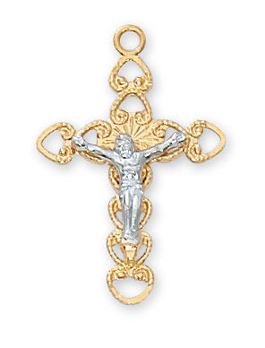 Crucifix Gold Over Sterling Silver with 18" Gold Plated Chain