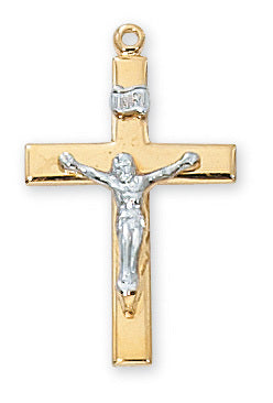 Crucifix Gold Over Sterling Silver with 18" Gold Plated Chain