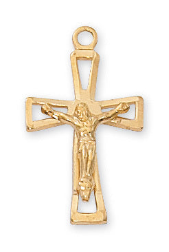 Crucifix Gold Over Sterling Silver with 18" Gold Plated Chain